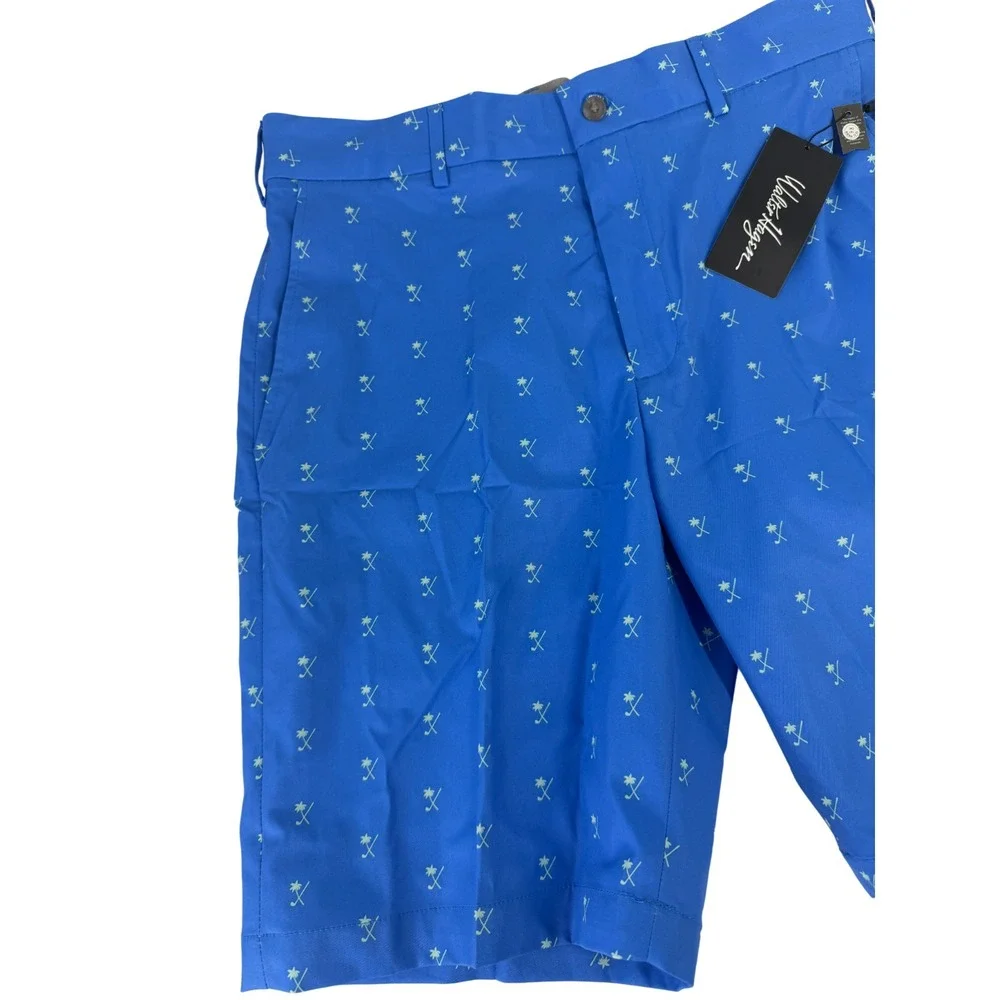 Walter Hagen Perfect 11 Golf Shorts Palm Clubs Print Sea Blue Size 42 New 10